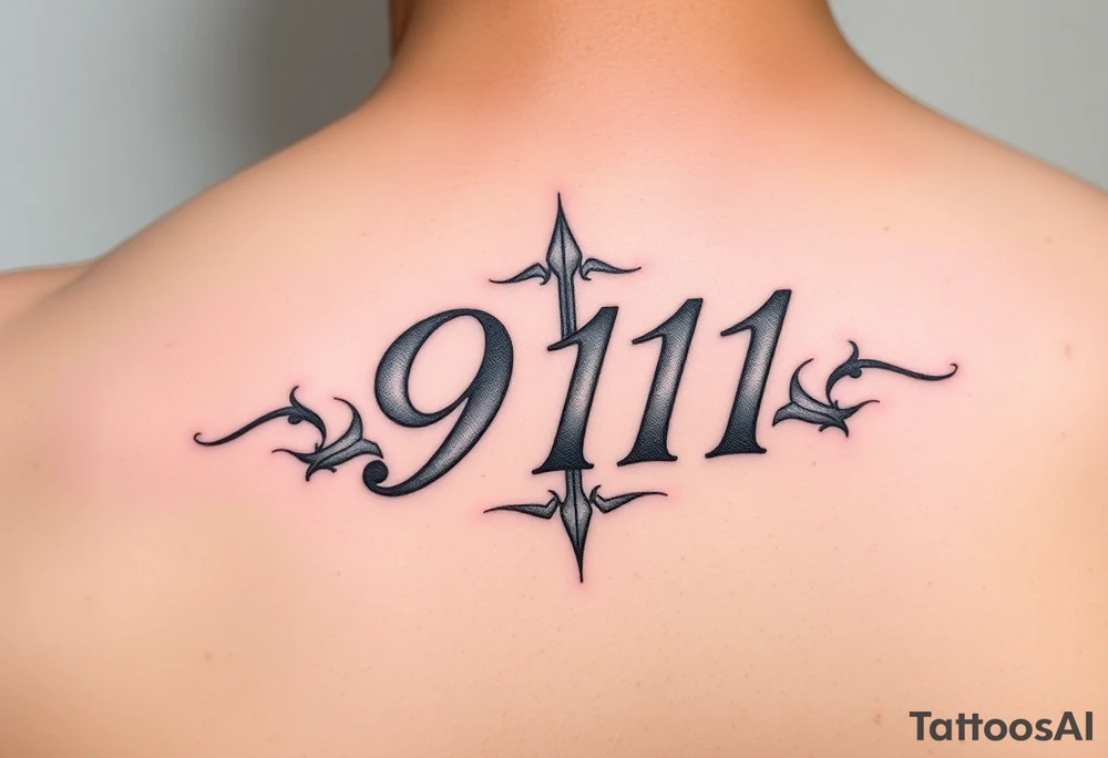 Artsy creative way to write 911 feminine tattoo idea