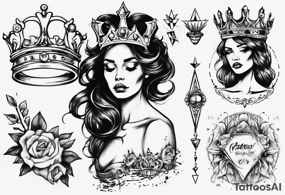lady with a crown tattoo idea