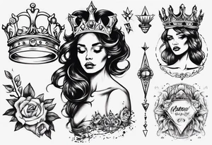 lady with a crown tattoo idea