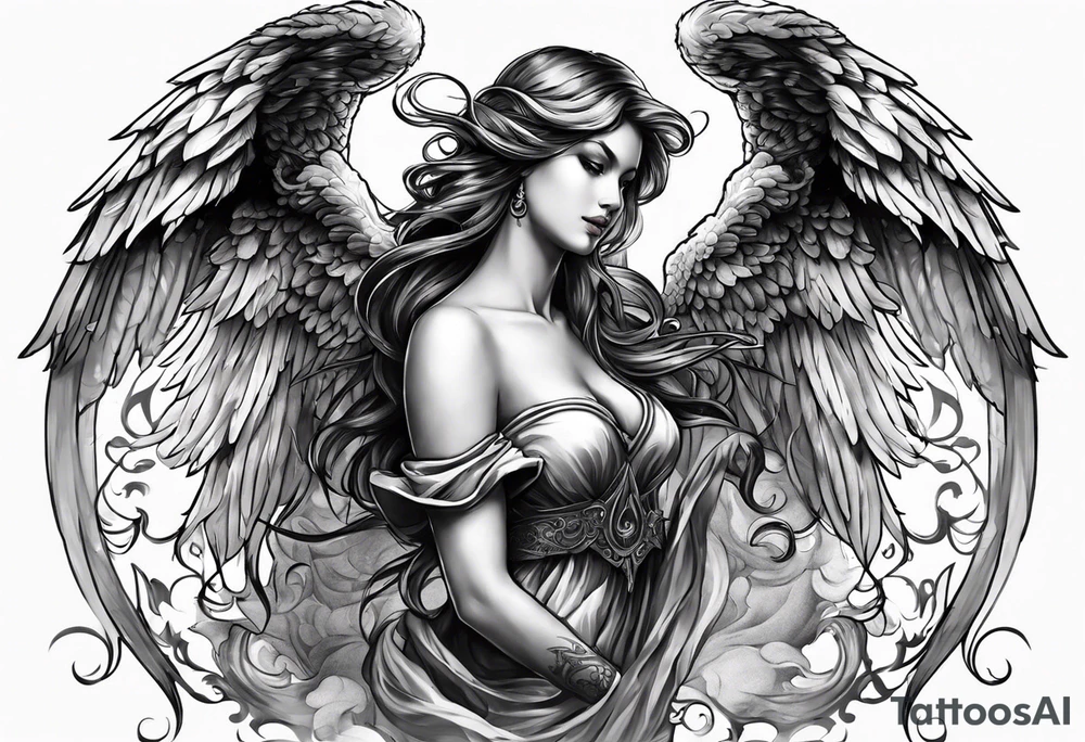 Angel with devil fighting back tattoo design tattoo idea