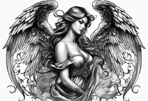 Angel with devil fighting back tattoo design tattoo idea
