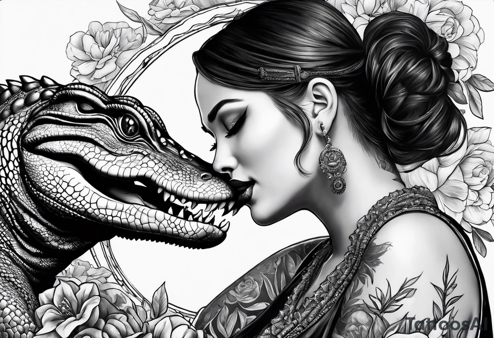 Alligator eating a woman tattoo idea