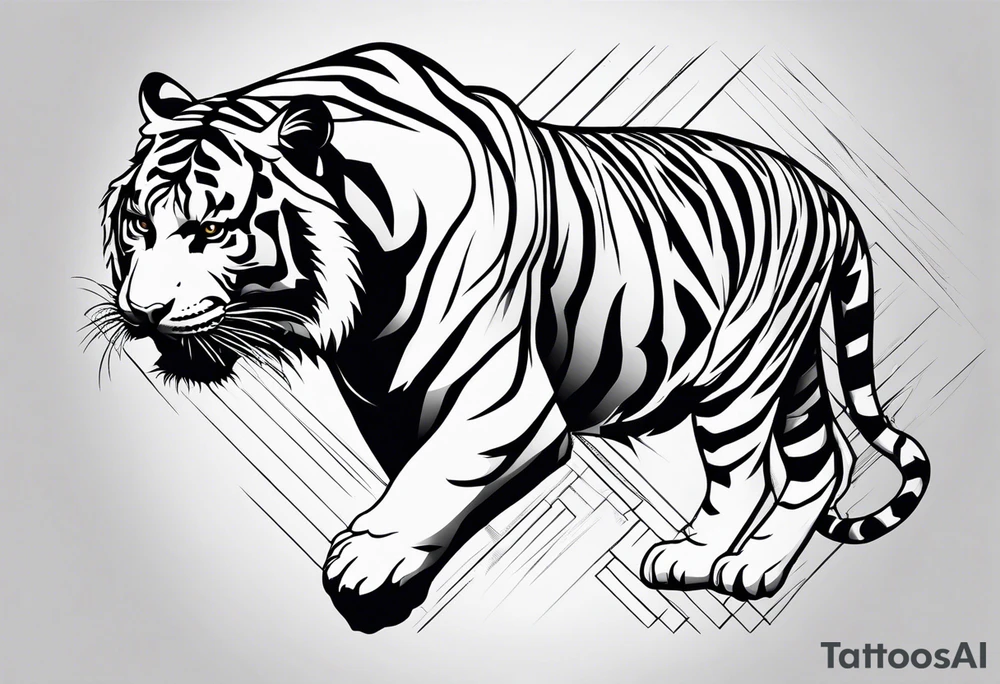 tiger climbing up tattoo idea