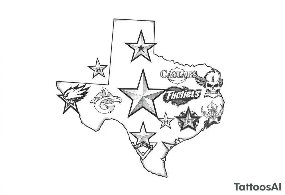 Combine all athletics Houston team logos into one nice one giant Texas tattoo idea