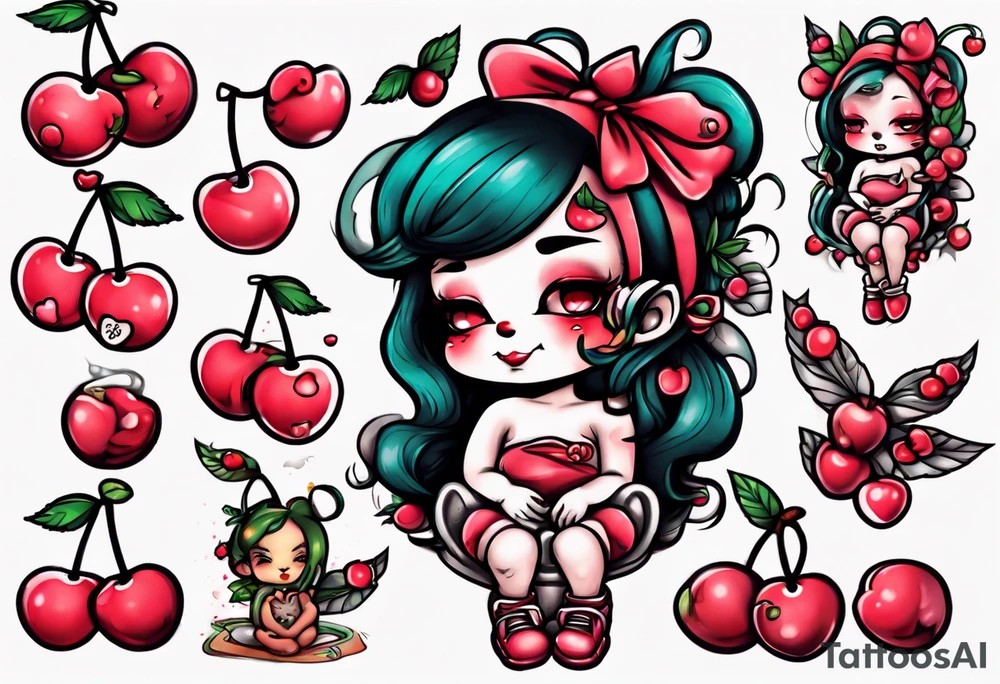 cherry cuddles character tattoo idea