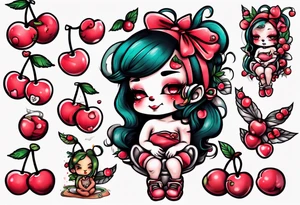 cherry cuddles character tattoo idea