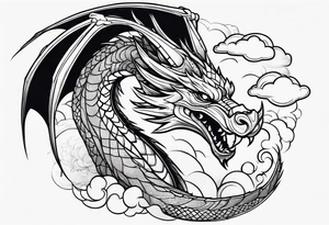 Dragon breaking through the clouds tattoo idea