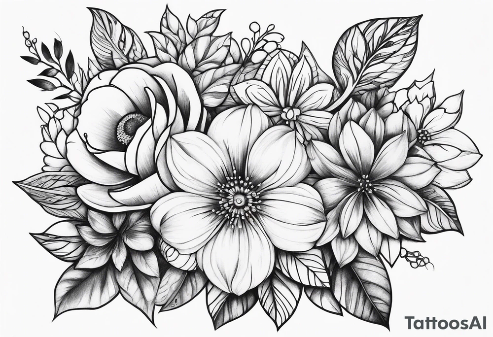ornaments of flowers tattoo idea