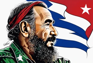 Make a tattoo a cuban flag that demonstrates the love and pride of my origins with fidel castro tattoo idea
