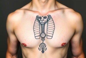 6. Esfinge descompuesta
Rostro de la Gran Esfinge, pero desmoronándose en bloques de piedra o arena flotante.

Puedes combinarlo con un reloj de arena dentro del pecho. tattoo idea