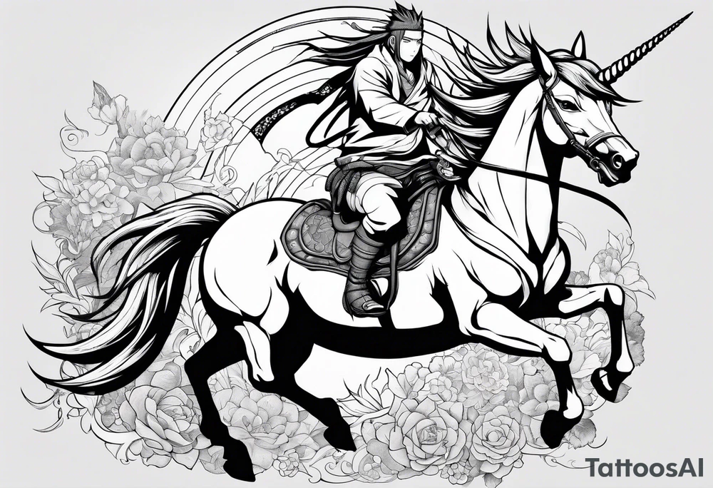 naruto riding a unicorn tattoo idea