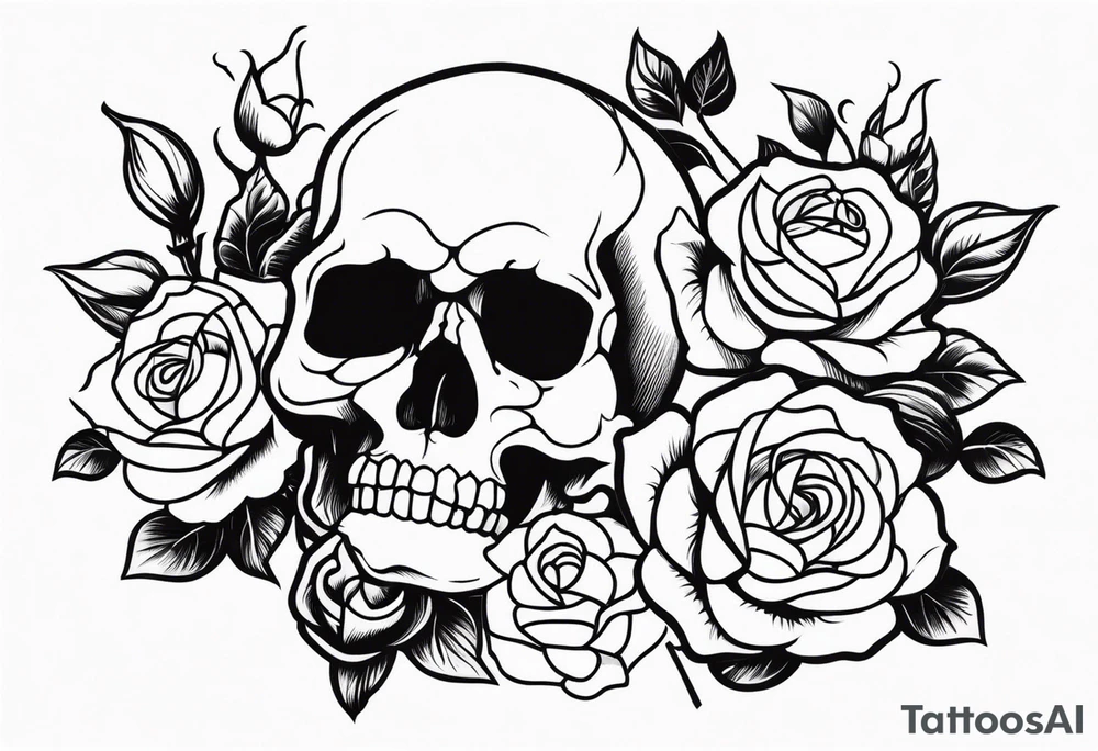 skull and roses tattoo idea