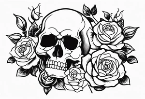 skull and roses tattoo idea