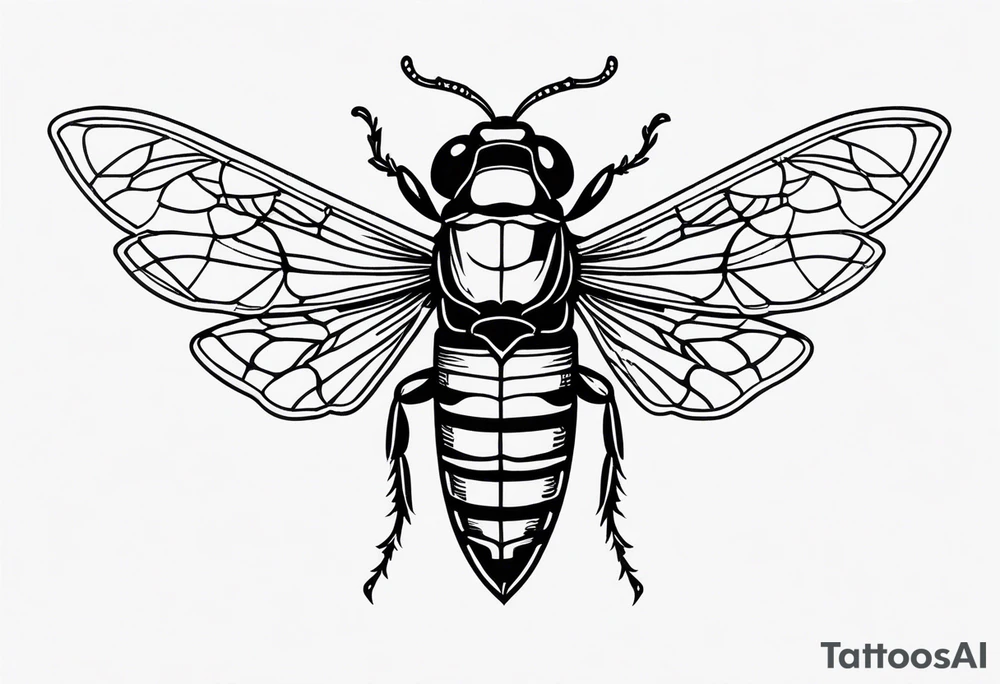 Full arm sleeve cicada tattoo idea