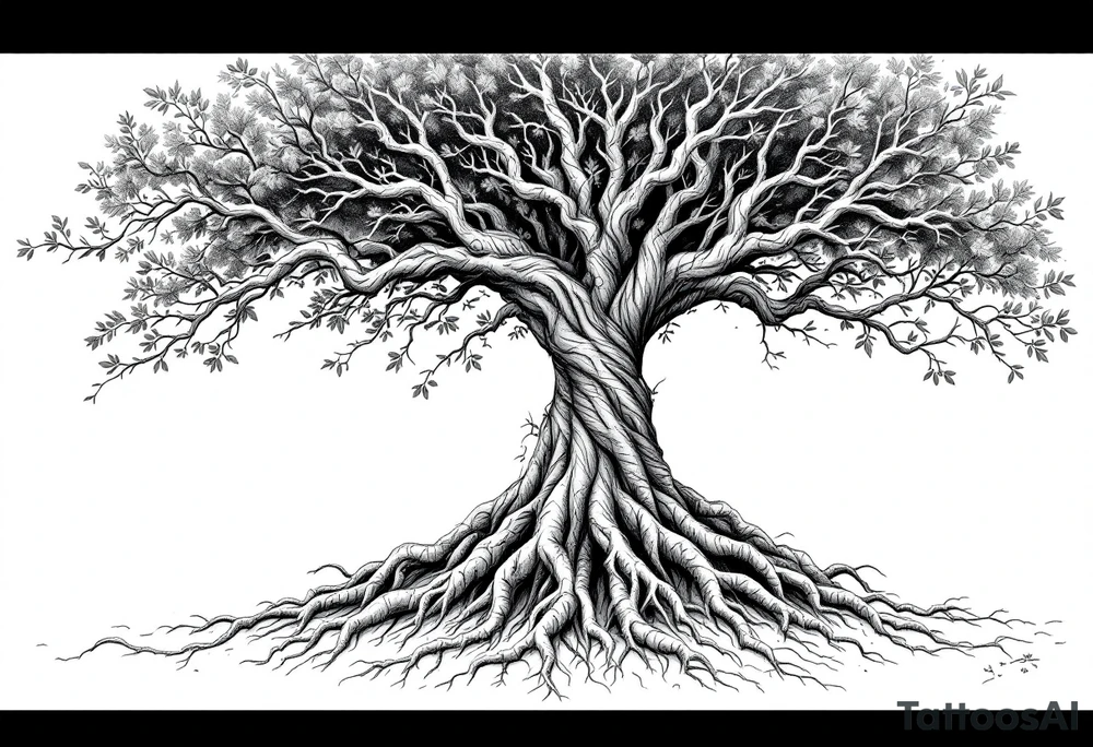 Tree of life big roots tattoo idea