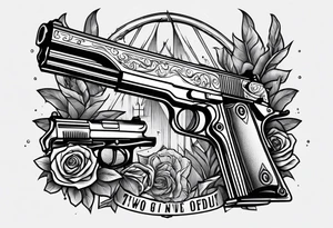 A murder scene of two guns man over the victims black siloets only tattoo idea