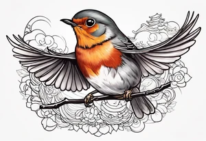 Cute robin flying tattoo idea