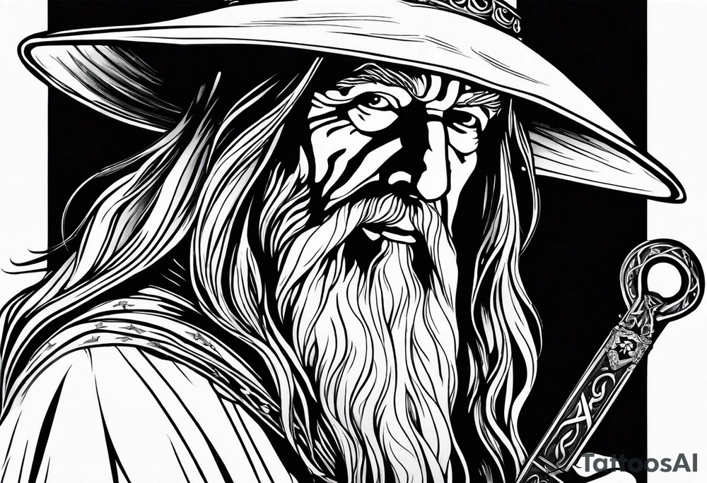 Gandalf with Santiago cross tattoo idea