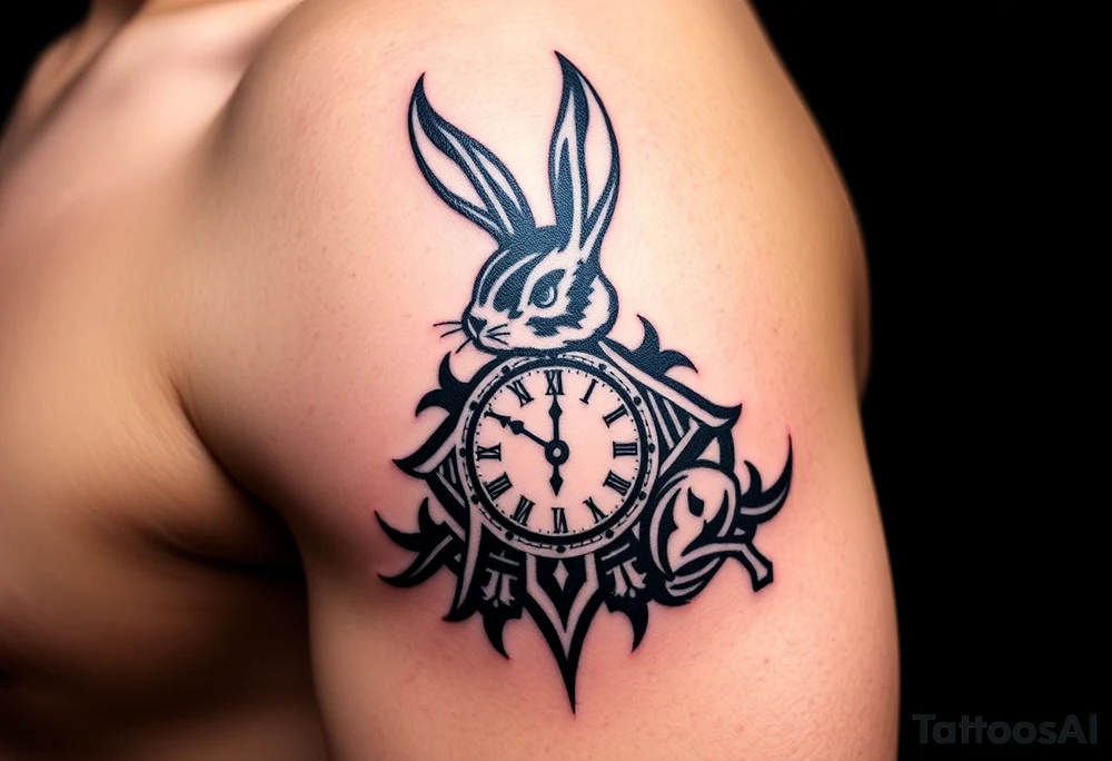 Rabbit with a Clock tattoo idea