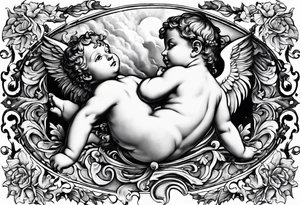 Flying Cherub renaissance style tattoo idea