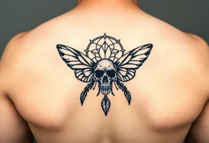 Small Dreamcatcher with butterfly's and skull tattoo idea