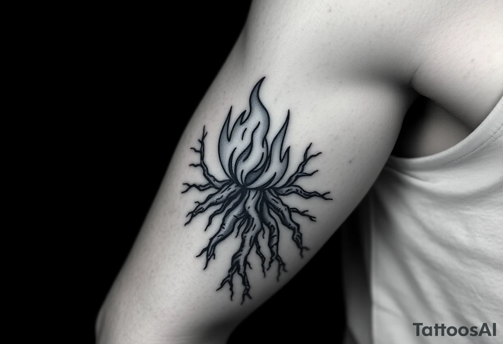 fire in a prison of roots tattoo idea