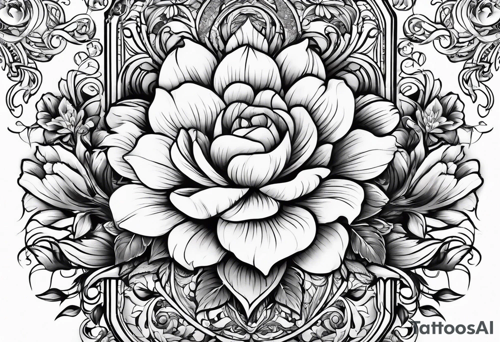 Floral, strength, beauty tattoo idea