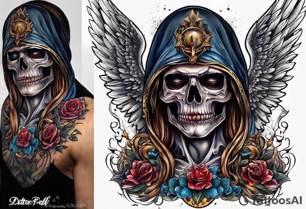 portrait of the angel of death tattoo idea