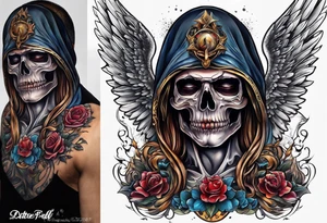 portrait of the angel of death tattoo idea