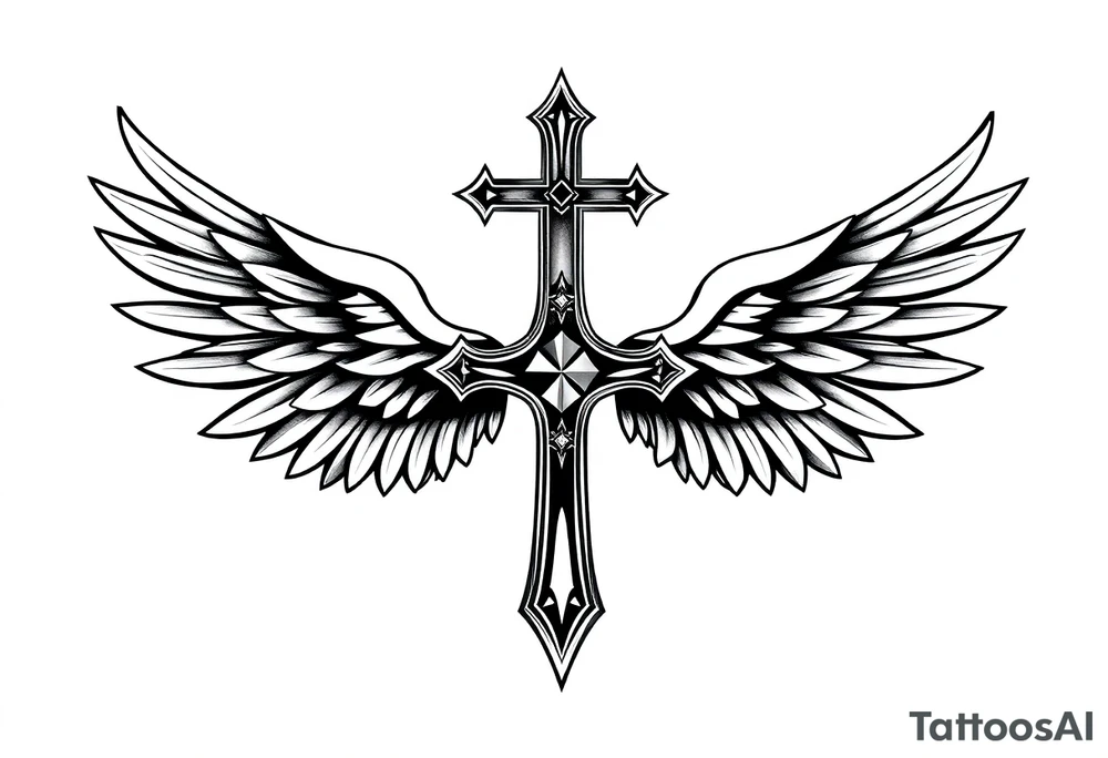 Cross ,wings tattoo idea