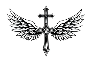 Cross ,wings tattoo idea