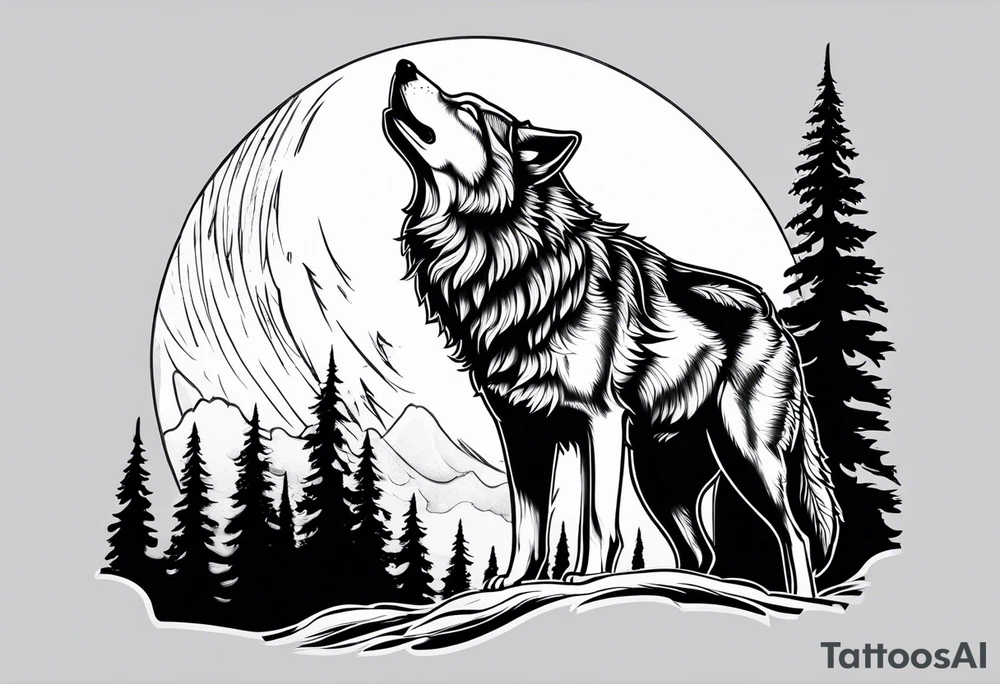 howling wolf tattoo idea