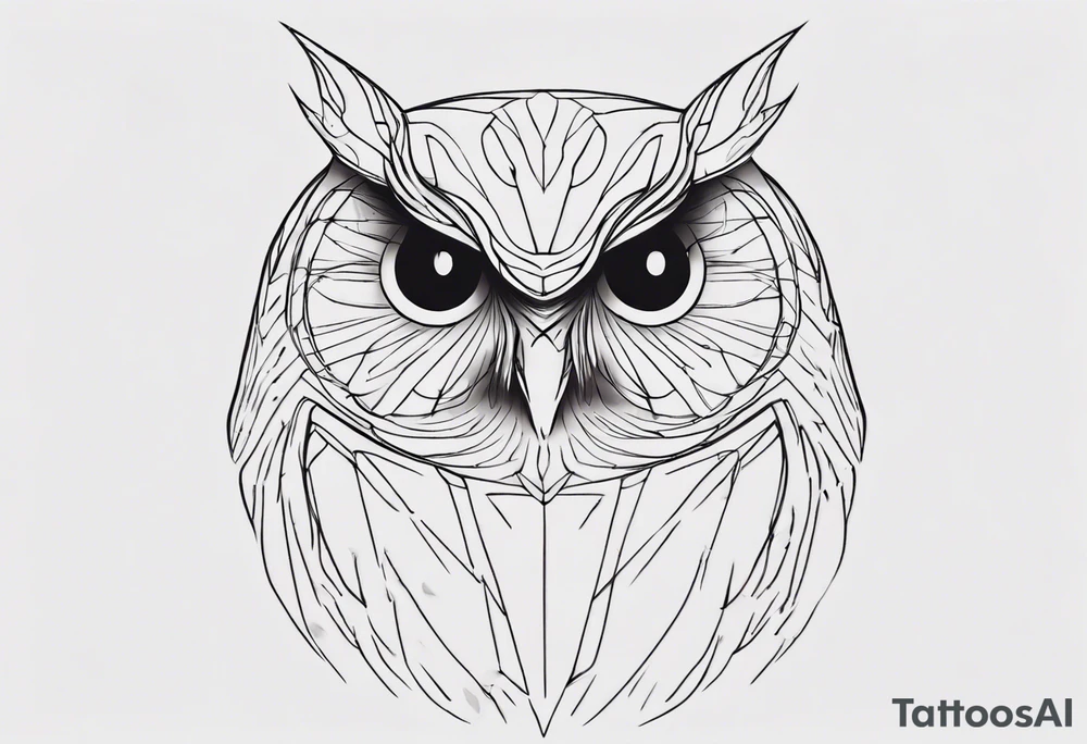 create one line tattoo of a owl head. the line has to start at the buttom and be finished at the top. Has to be really simple and be one-line that is connected tattoo idea