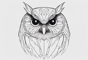 create one line tattoo of a owl head. the line has to start at the buttom and be finished at the top. Has to be really simple and be one-line that is connected tattoo idea
