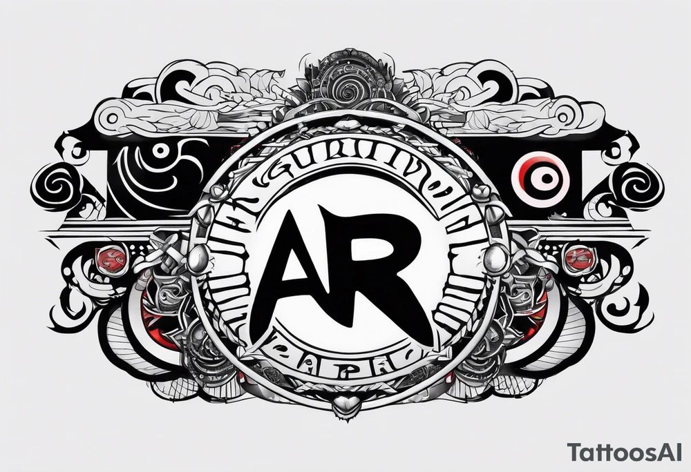 naruto headband with the letters AR in the middle tattoo idea