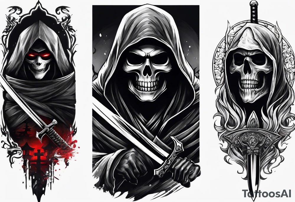 Katana and grim reaper tattoo idea