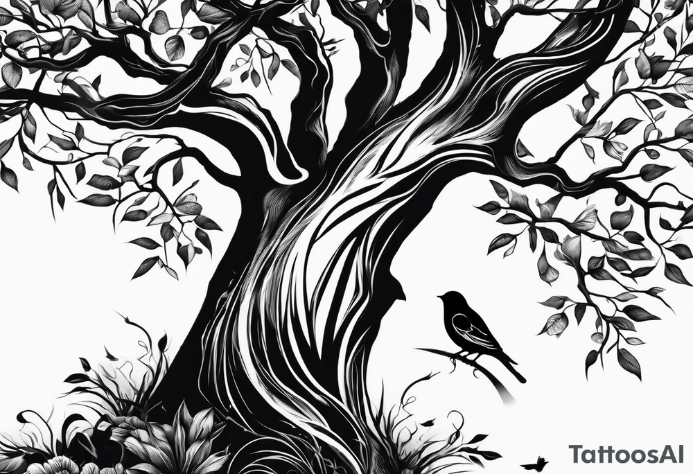 Half sleeve, tree, birds tattoo idea