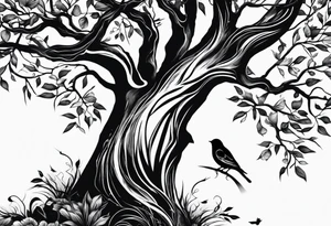 Half sleeve, tree, birds tattoo idea