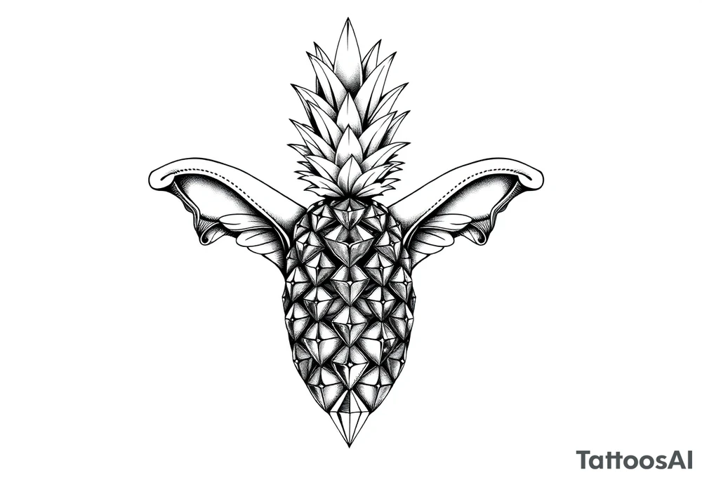 Design around a vagina and anus using a majestic pineapple with diamonds,, vagina, anus, tattoo idea