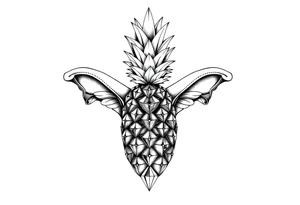 Design around a vagina and anus using a  majestic pineapple with diamonds,, vagina, anus, tattoo idea
