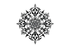 mytical shaman and witch ancient ornament with rhyme tattoo idea