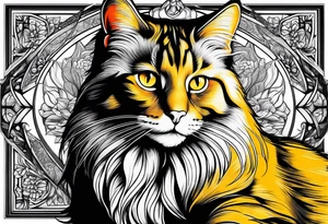 yellow cat tattoo idea