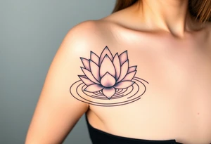 serene lotus flower emerging from sacred waters with ripples tattoo idea