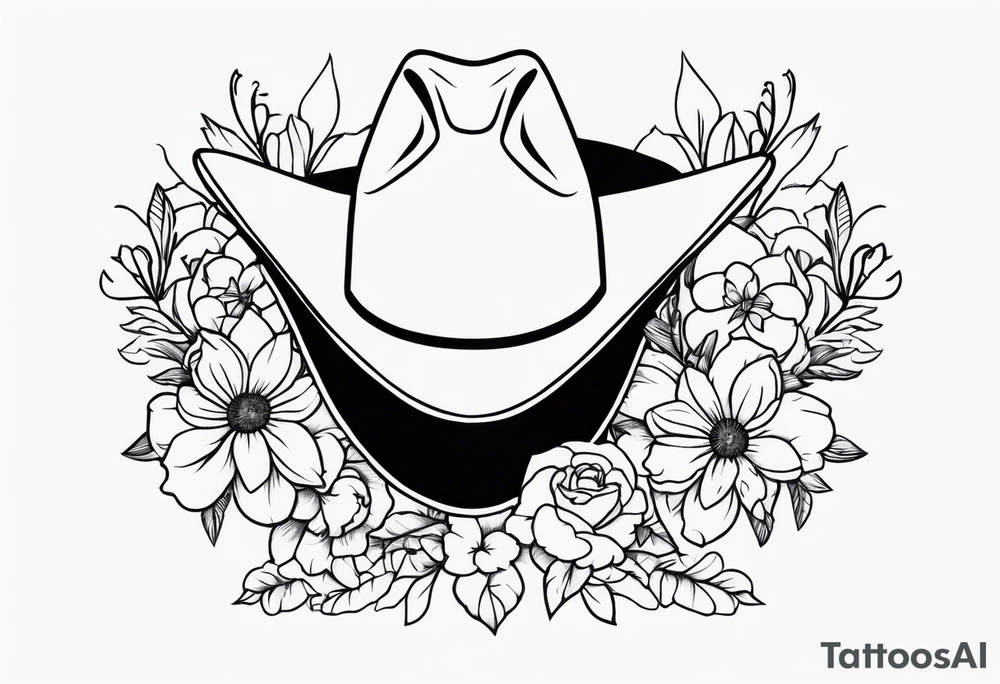 floral cowboy tattoo idea