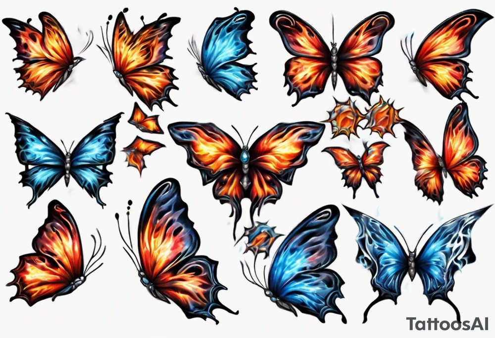 Butterfly in fire and ice tattoo idea