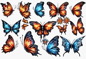 Butterfly in fire and ice tattoo idea