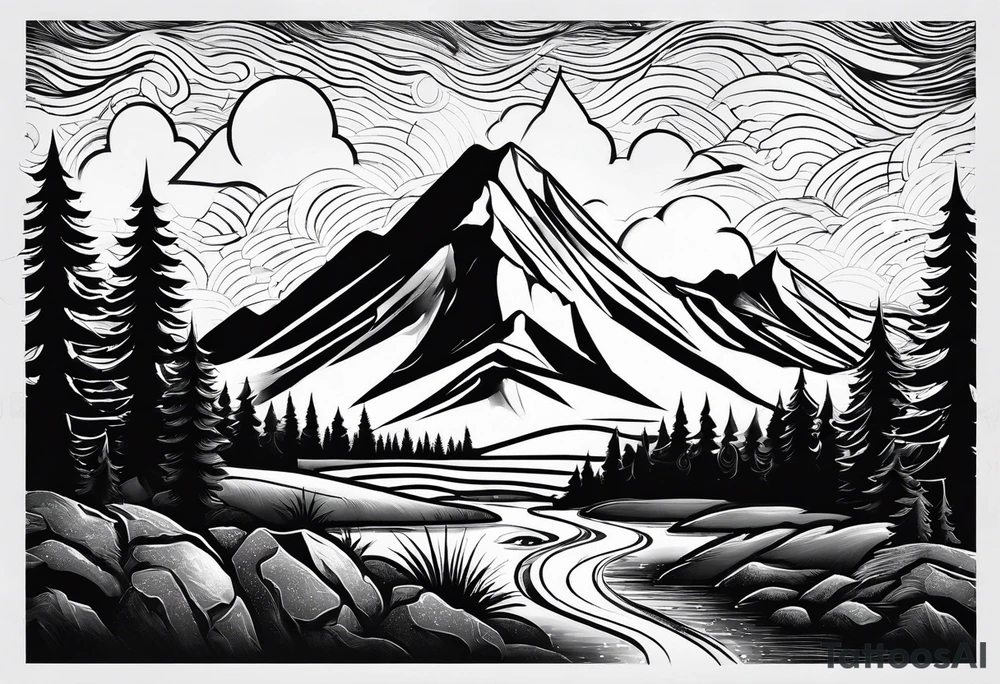 Mountains generated by rain tattoo idea