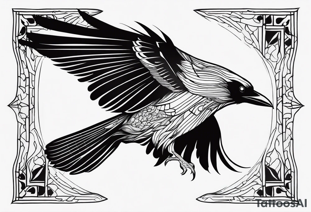 tall Raven tattoo idea