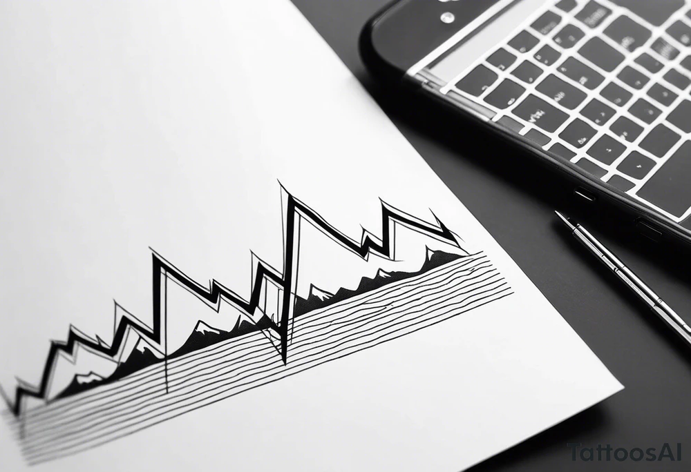 Accurate sinus rhythm ekg tattoo with mountains tattoo idea