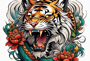 tiger and dragon neotraditional tattoo idea